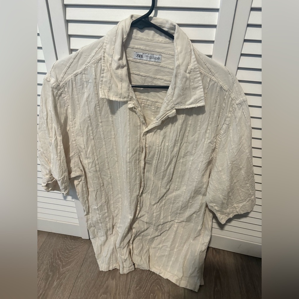 Zara Off-White Textured Shirt